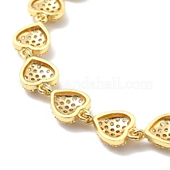 Браслет-цепочка с сердечком из прозрачного кубического циркония&nbsp;BJEW-A132-05G