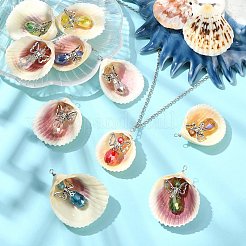 10 шт. 10-цветные подвески в виде ангела из ракушки и сплава из стекла&nbsp;PALLOY-CJ00051