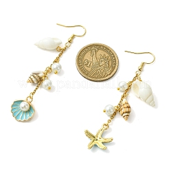 Серьги с подвесками в форме морской звезды из сплава с эмалью&nbsp;EJEW-JE05560-01