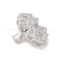 925 бант из стерлингового серебра с прозрачным кубическим цирконием и каплевидными многорядными звеньями&nbsp;STER-M094-01P