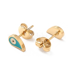 3 пара 3 стильных эмалевых слезинок со сглазом и висячими серьгами-кольцами&nbsp;EJEW-B020-18G