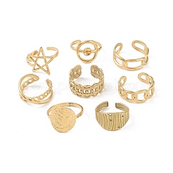 12 шт. ионное покрытие (IP) 304 нержавеющая сталь открытые манжеты кольца для женщин&nbsp;RJEW-G312-10G