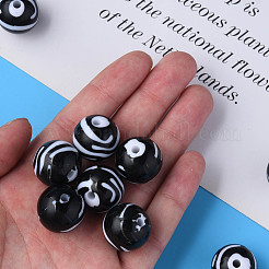 Непрозрачные полосатые акриловые бусины&nbsp;MACR-S373-27B-10