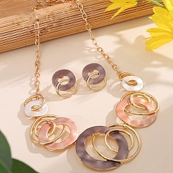 Комплекты из ожерелий с подвесками из эмалевого сплава и серег-гвоздиков для женщин&nbsp;FS-WG274F2-02