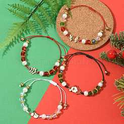 4 шт. Рождественский браслет из сплава с эмалированными звеньями&nbsp;BJEW-FS00032