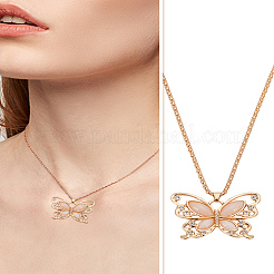 2 шт. ожерелье из сплава и кошачьего глаза с подвеской в виде бабочки для женщин&nbsp;NJEW-LP0001-06