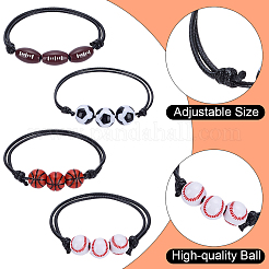 20шт 4 стиля браслеты из акриловых бусин в спортивной тематике для мужчин и женщин&nbsp;BJEW-SP0001-24