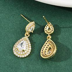 Серьги-гвоздики из латуни с микропаве из кубического циркония для женщин&nbsp;EJEW-K312-06G