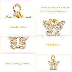 20шт 2 цвета латунные микропаве прозрачные кубические циркониевые подвески&nbsp;KK-PH0003-35
