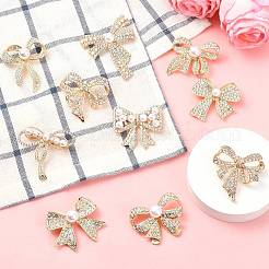 10 шт. 10 стиля броши-банта из сплава со стразами&nbsp;JEWB-CJ0001-76