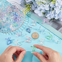 50 шт. 10-цветные радужные переливающиеся прозрачные акриловые бусины с УФ-покрытием&nbsp;TACR-SC0001-30