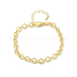 Латунные браслеты-цепочки с кольцами для женщин и мужчин&nbsp;LS-BJEW-K273-09G