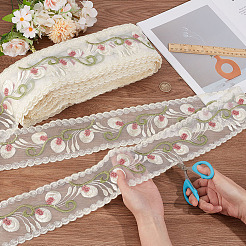 10 ярд эластичной кружевной ленты с вышивкой из полиэстера&nbsp;OCOR-NB0002-14A