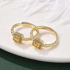 Женские кольца на палец из латуни с микропаве и кубическим цирконием&nbsp;RJEW-U049-04G
