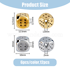 12 шт. 2 бусины из нержавеющей стали 304&nbsp;STAS-DC0014-43