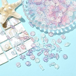 832 шт. 4-цветные прозрачные акриловые бусины с изображением океана&nbsp;TACR-YW0003-39