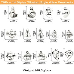 70шт 14 стиля подвески из сплава в тибетском стиле&nbsp;FIND-CJ0001-88