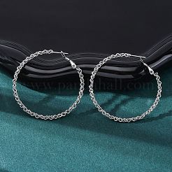 Серьги-кольца из нержавеющей стали 304&nbsp;LS-EJEW-S250-02B-P