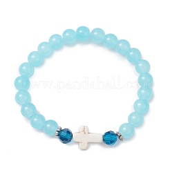 6 шт. круглых эластичных браслетов из искусственного нефрита&nbsp;BJEW-JB12881