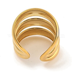 Ионное покрытие (ip) 304 нержавеющая сталь трехслойное широкое открытое манжетное кольцо для женщин&nbsp;RJEW-A043-22G