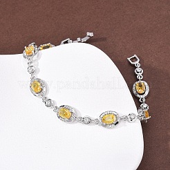 Браслеты-цепочки из овальной латуни с микропаве из кубических цирконий для женщин&nbsp;BJEW-D387-04P-04