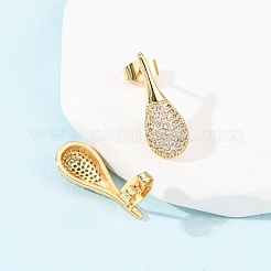 Серьги-гвоздики в форме слезы с микропаве из кубического циркония из латуни&nbsp;EJEW-B153-08G