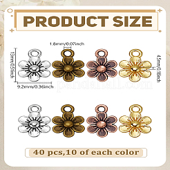 40 шт. 4-х цветные подвески из цинкового сплава в тибетском стиле&nbsp;FIND-LP0005-01