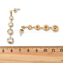 Серьги-гвоздики с кисточками из нержавеющей стали 304 с прозрачным кубическим цирконием&nbsp;EJEW-Z094-01C-G