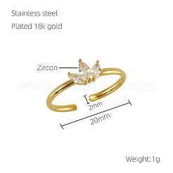 Кольца-манжеты из нержавеющей стали 304 с микропаве из прозрачного кубического циркония для женщин&nbsp;FS-WGE9F4E-02