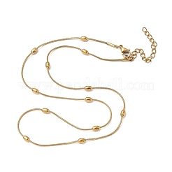 Круглые змейки из нержавеющей стали 304 с бусинами из риса&nbsp;NJEW-D322-03G