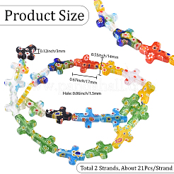 2 нити крест-накрест ручная работа стеклянные бусины миллефиори нити&nbsp;LK-PA0001-02