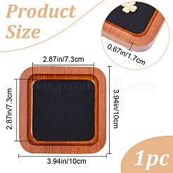 Квадратный деревянный поднос для хранения ювелирных изделий с тканевым ковриком из микрофибры внутри&nbsp;ODIS-WH0030-37A-02