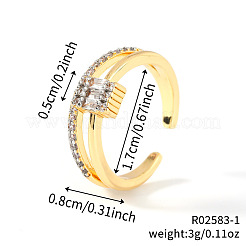 Латунные кольца из манжеты с прозрачным цирконием&nbsp;RC6141-3