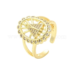 Латунные микро проложить манжеты кольца кубического циркония&nbsp;RJEW-P149-01B-G