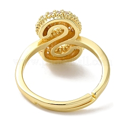 Стойка покрытие буква латунь микро паве прозрачный кубический цирконий регулируемые кольца для женщин&nbsp;KK-S391-03G-S