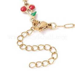 4 шт. 4 стиля браслета-цепочки из нержавеющей стали 304 с эмалированным красным вишневым узором&nbsp;AJEW-JB01482