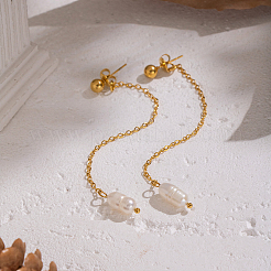 Овальные серьги-гвоздики из нержавеющей стали 304 с пресноводным жемчугом&nbsp;PG0199