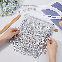 Пояс из полиэстера с блестками и цепочками&nbsp;AJEW-WH0166-70A