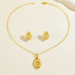 Комплект из латунного кольца с подвеской и серег-гвоздиков для женщин&nbsp;PL1796