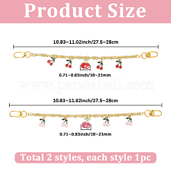 2 шт. 2 стиля сплав эмаль вишневый шарм латунная сумка декоративные цепочки&nbsp;HJEW-SC0002-62