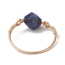 Кольца на палец круглой формы со звездами и натуральными смешанными драгоценными камнями&nbsp;RJEW-JR00726