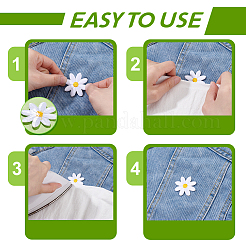 60 шт. 4 стиля полиэстеровая ткань с вышивкой в виде ромашек&nbsp;DIY-GA0008-79