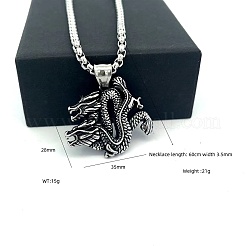 Винтажные кулоны в европейском стиле из нержавеющей стали 304 с изображением двойного дракона для мужчин.&nbsp;GQ0612