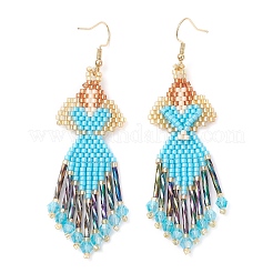 Серьги-подвески из стеклянных бусин ручной работы в форме ангела&nbsp;EJEW-MZ00538-01