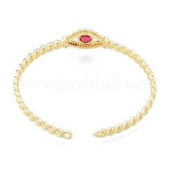 Кубический цирконий конский глаз открытый браслет-манжета&nbsp;BJEW-G651-04G-01