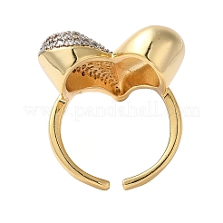 Манжеты из латуни с микро паве кубический цирконий для женщин&nbsp;RJEW-G325-12GP