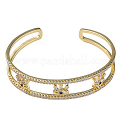 Кубический цирконий сглаз открытый браслет-манжета&nbsp;BJEW-N012-038