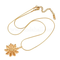 Женские ожерелья-змейки с подвеской-цветком из нержавеющей стали 304&nbsp;NJEW-G188-02G