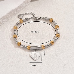 Браслеты из нержавеющей стали 201 с подвесками в виде сердца и святого Бенедикта&nbsp;WP9367-2