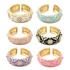 Латунные микропаве кубические цирконии манжеты открытые кольца для женщин&nbsp;RJEW-B160-05G